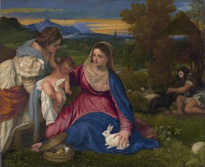The Virgin with the Rabbit and the Magnifying Glass by Tiziano Vecelli